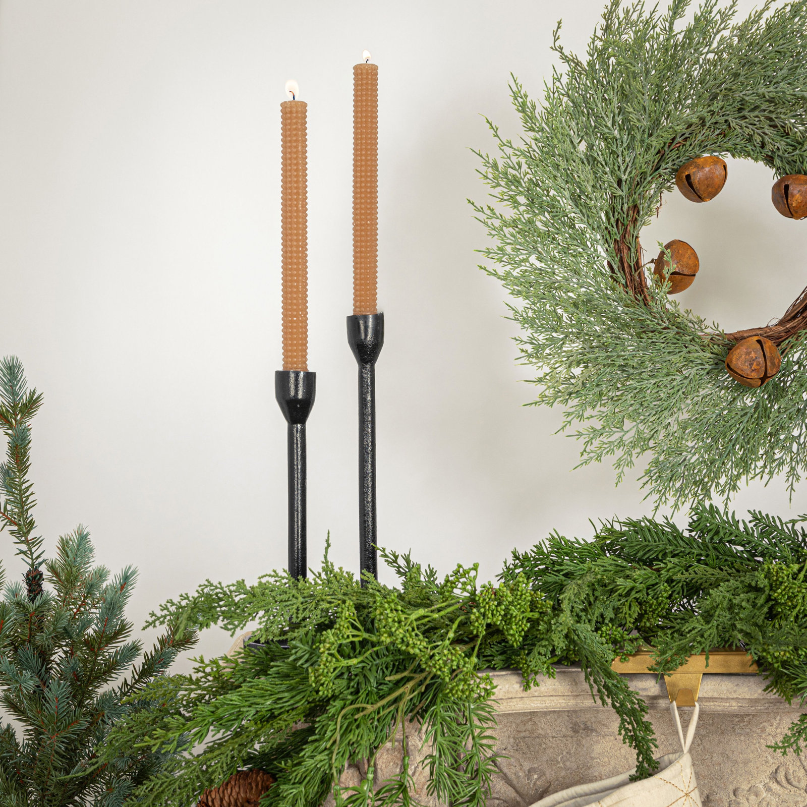 Nessa Unscented Taper Candle Set, Brown