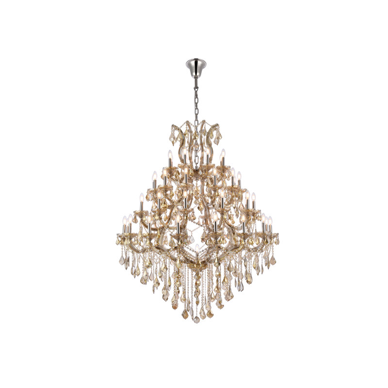 Yarmouth 49 - Light Glass Chandelier, Gold / Golden Teak (Smoky) / Royal Cut, 62" H x 46" W x 46" D