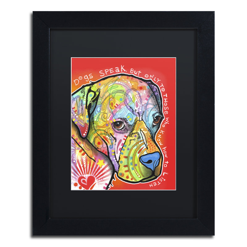 « dogs speak » par dean russo, impression encadrée, H 20 po x l 16 po x P 0,5 po, Noir