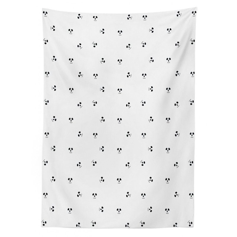 Ambesonne Skull Tablecloth, Skull Design Backdrop With Minimalistic Features Abstract Display, Rectangular Table Cover For Dining Room Kitchen Decor, 52" X 70", Charcoal Grey White