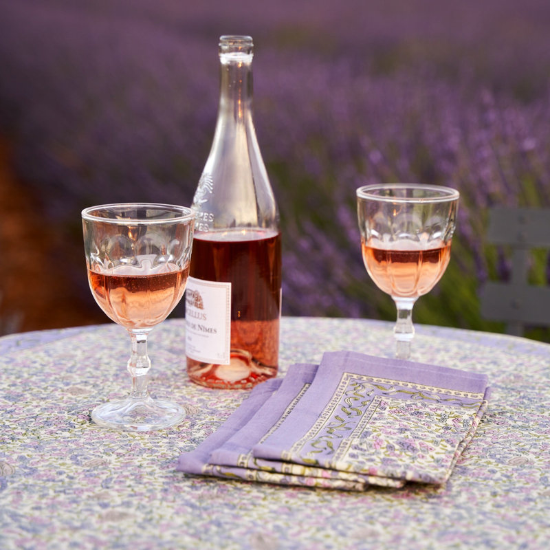 Lavender Handmade Floral Tablecloth, 90" W x 90" L