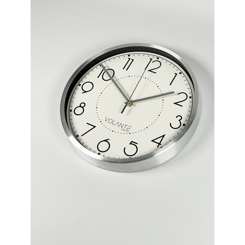 Stylish Decorative Wall Clock, 30 x 30 inches, Silver Aluminum | Real Glass Cover, Thickness: 1.8 inches | Modern Design for Home & Office Decor, Elegant & Functional Timepiece