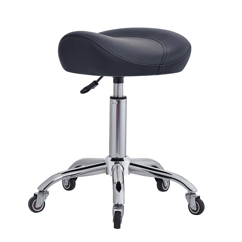 Swivel Upholstered Bar Stool with Iron Frame, Black