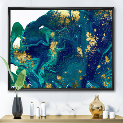 Marbre doré Olin sur univers bleu foncé - reproduction d'art sur toile