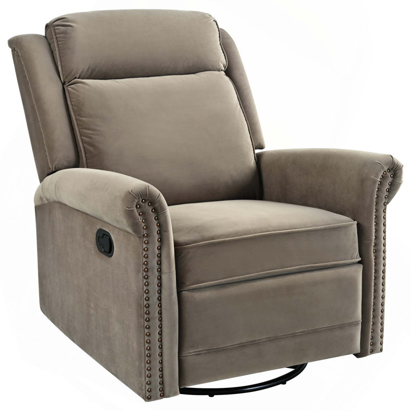 Fauteuil inclinable manuel pivotant à 360 ° avec dossier réglable pour le salon, Brun clair (velours)