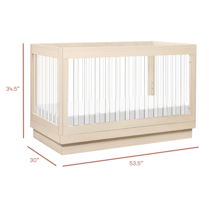 Washed Natural Pine and Acrylic 3-in-1 Convertible Crib
