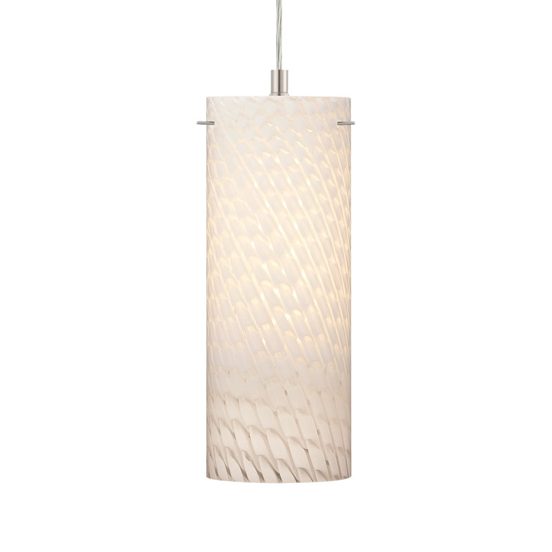 Mini-luminaire suspendu d'intérieur en nickel brossé 1 lumière avec abat-jour en verre fritté Esprit