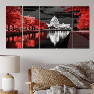 " Monochrome Of Washington Dc City " 5 - Pieces
