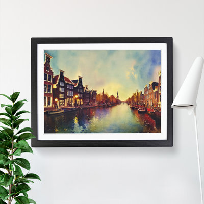 Amsterdam Canal Watercolour - Framed Print