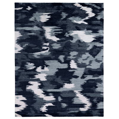 Bamboo Silk Area Rug in Navy Blue