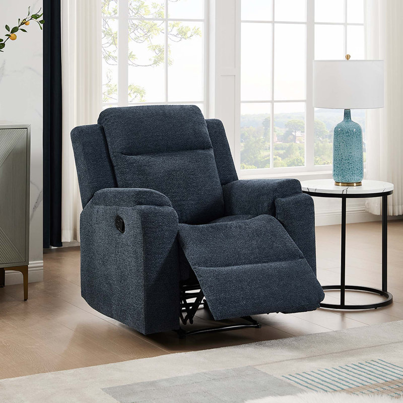 Orka 1+2+3 Seater Fabric Manual Recliner Living Room Sets Set Blue, Blue