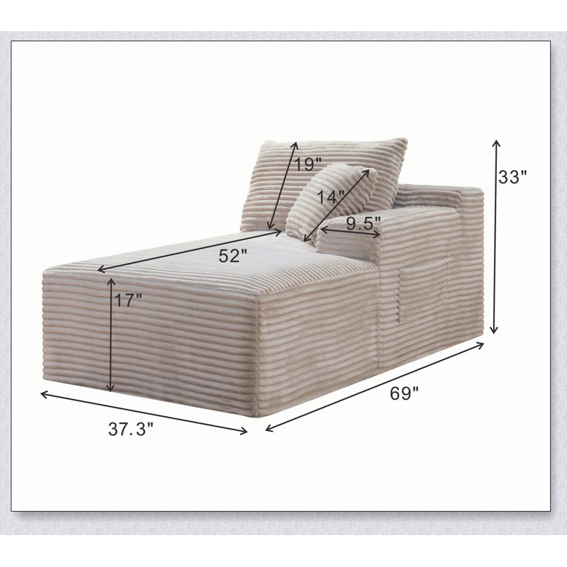 Causeuse en velours côtelé Corduroy, L 37,3 po, Velours côtelé beige