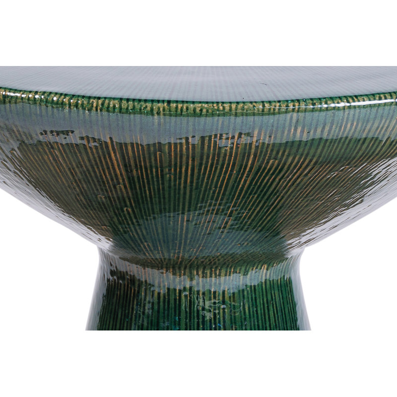 Sunburst Outdoor Round Side Table, Emerald Texture Gloss