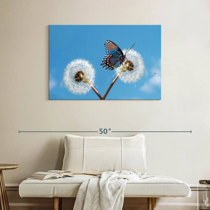 Brampt papillon sur pissenlit, H 26 po x l 39 po
