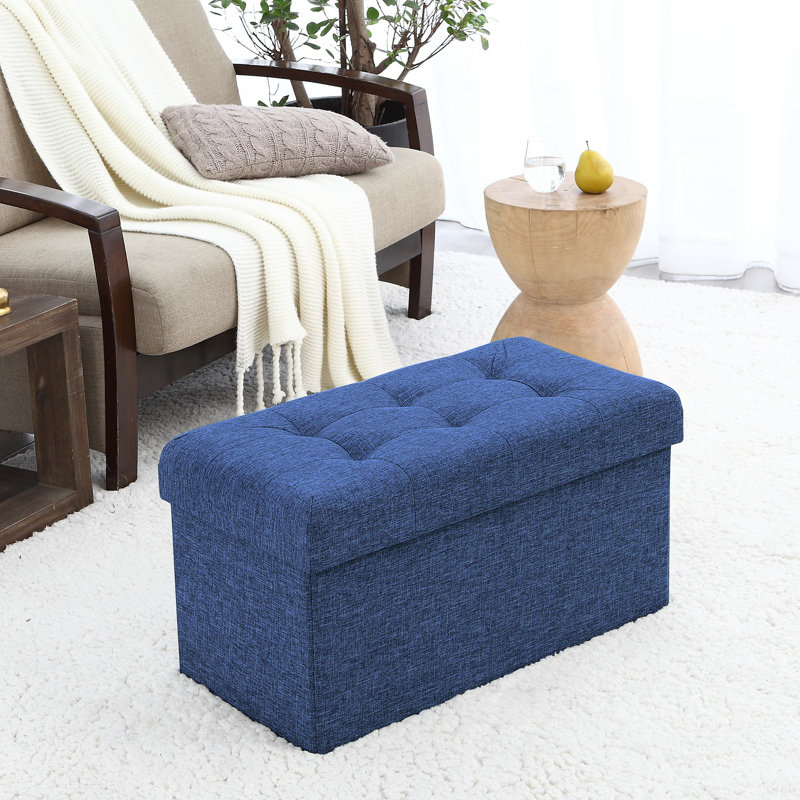 Repose-pieds avec rangement Foronda, Bleu marine