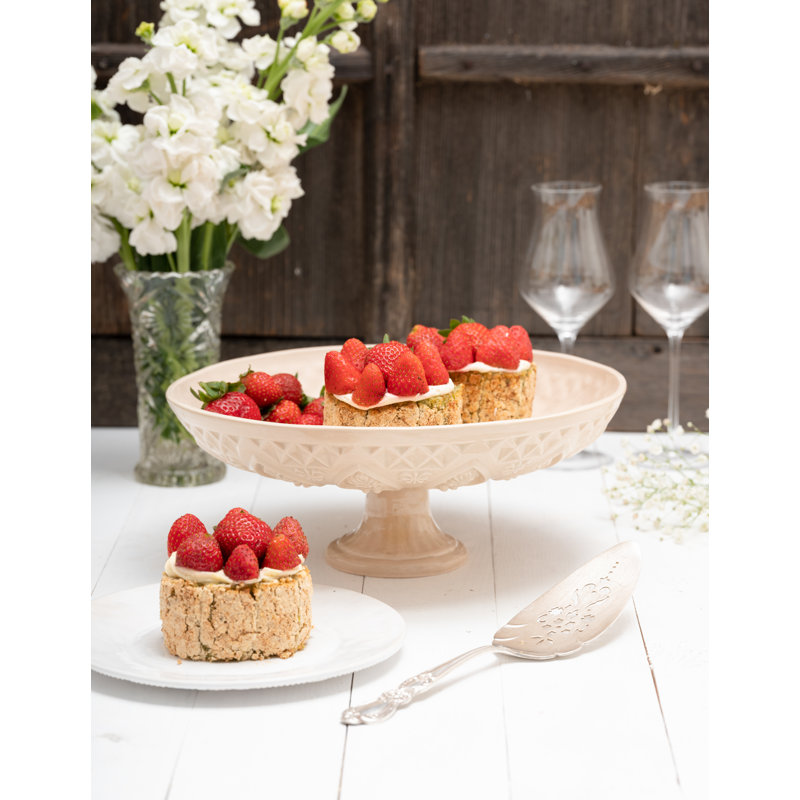 Vintage Inspired Ceramic Ceramic Cake Stand, Beige