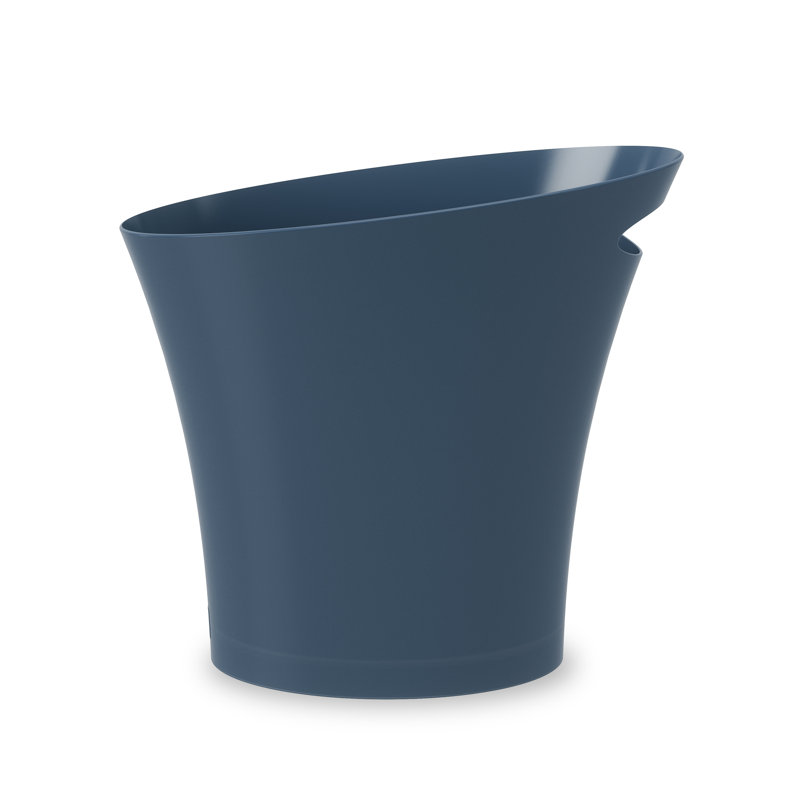 Denim Blue Slim Plastic Oval Waste Basket - 2 Gallons
