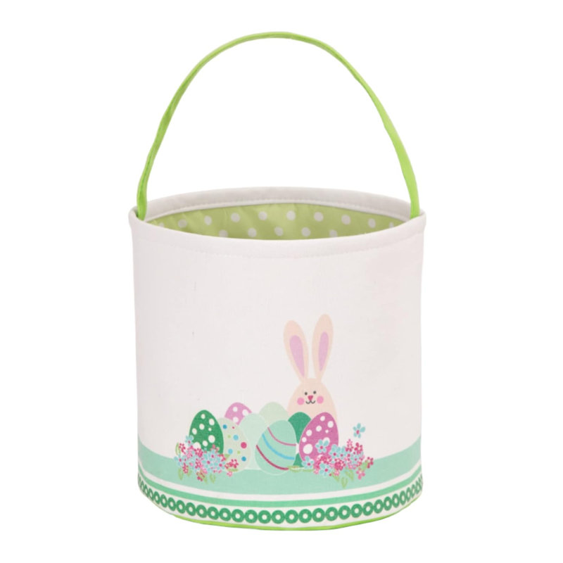 Panier de lapin de Pâques, seaux à œufs, toile mignonne verte, sacs fourre-tout en coton, panier de chasse aux œufs, cadeaux de fête de Pâques