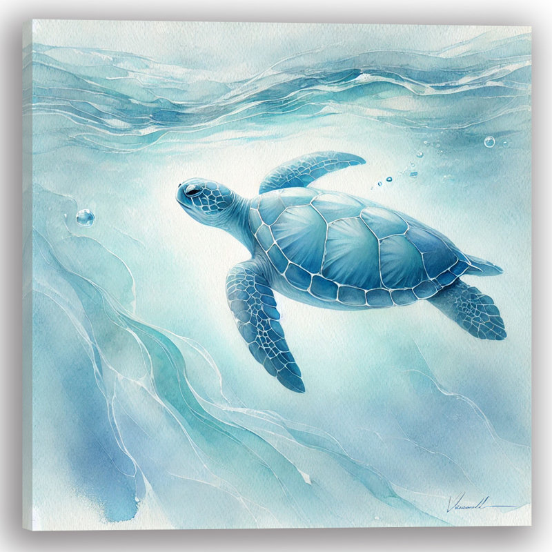 «Calm Sea Turtle», art mural sur toile tendue, H 20 po x l 20 po