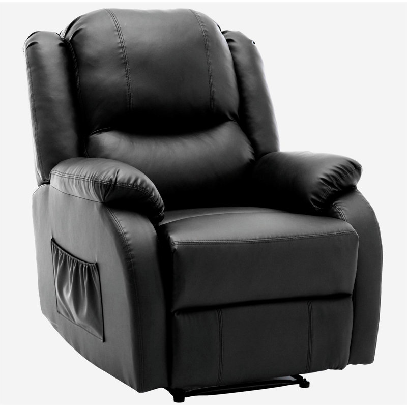 Laekyn Faux Leather Manual Rocker Recliner, Black