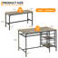 Ensemble de table de salle à manger 3 pièces pour 4 personnes avec porte-bouteilles et bancs, ensemble de tables de cuisine peu encombrantes avec tablettes de rangement pour petits espaces, gris-129674804-129674810-129674806-129674808