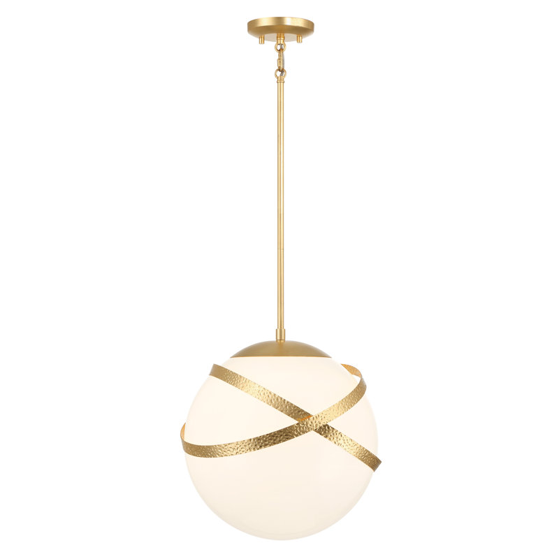 Everly Quinn Satasha - Luminaire suspendu 1 l au fini feuille d'or printanier