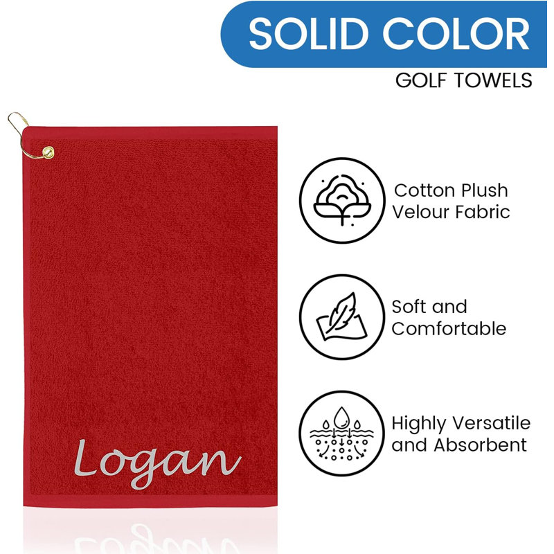Cotton Embroidered Golf Towels Kitchen Towel, Burgundy, Yes