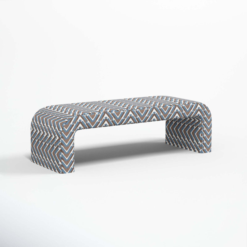 Barley Upholstered Bench, Stroke Ocean Chevron