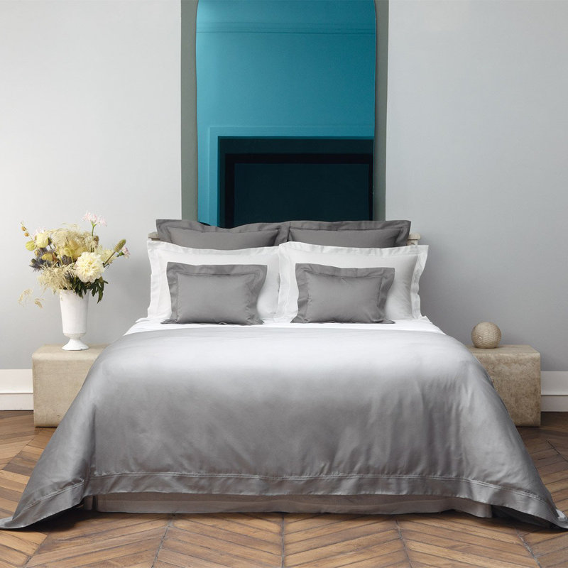 Triomphe Sateen Pillow Sham, Euro, Platine