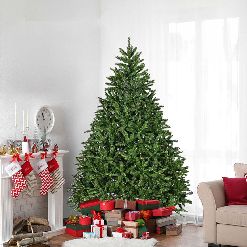 Arbre de Noël artificiel 7 pi, épinette à charnière non éclairée de qualité supérieure avec 2231 branches