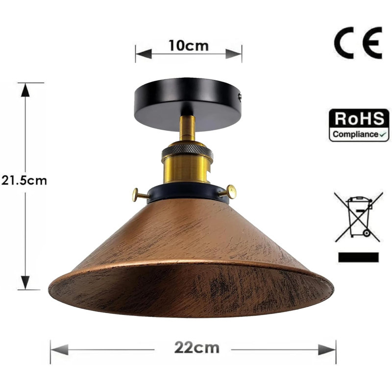 Denzel Semi Flush Mount, Brushed Copper