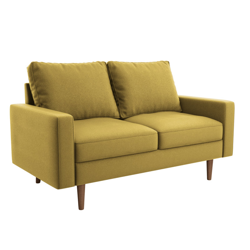 Markham Square Arm Sofa Loveseat, Goldenrod Velvet, 33" H x 58" W x 32" D