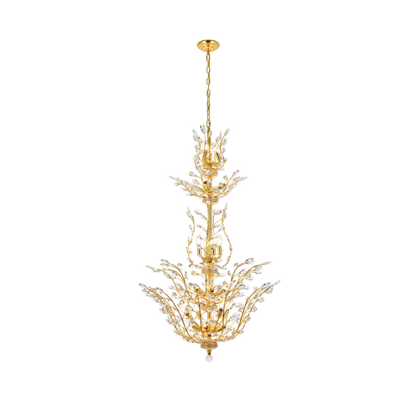 Lustre classique / traditionnel à 25 lumières de style bougie Stever, Coupe royale, Or