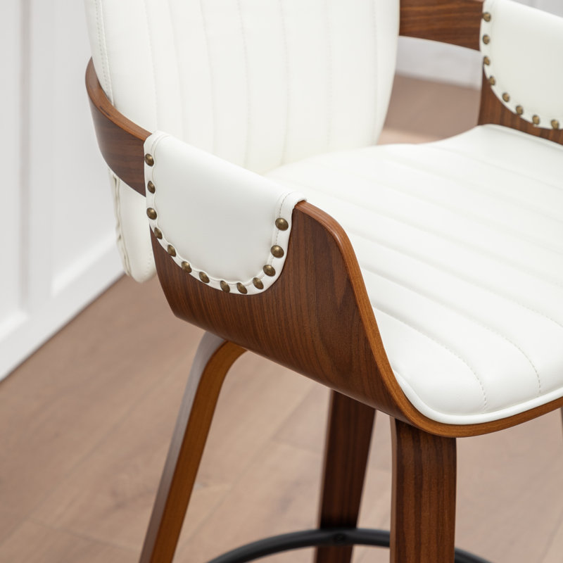 Tabouret de comptoir pivotant avec structure en bois Youngstown, Blanc