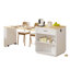 Îlot de cuisine avec table de salle à manger extensible pour 4 à 6 personnes, table de cuisine bicolore avec rangement double, prise de courant, îlot de cuisine avec rangement 2 tiroirs et 2 tablettes latérales ouvertes-575785395