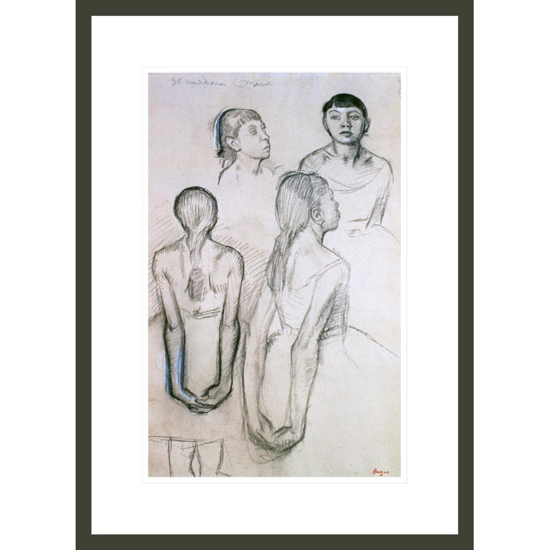 Quatre études sur les danseurs par Edgar Degas, impression giclée encadrée, H 21,75 po x l 15,75 po