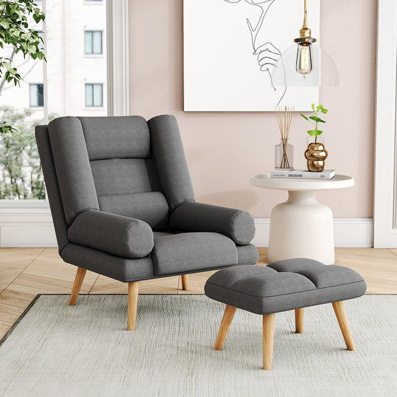 Melisenda Upholstered Accent Chair with Footstool