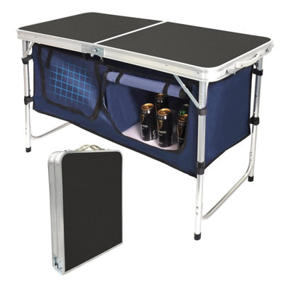 Table de camping pliante avec compartiment de rangement