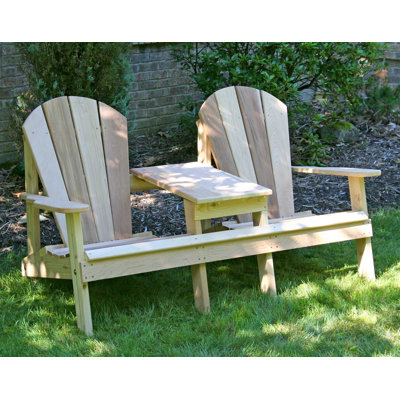 Celso Wood Adirondack Chair with Table by Rosalind Wheeler