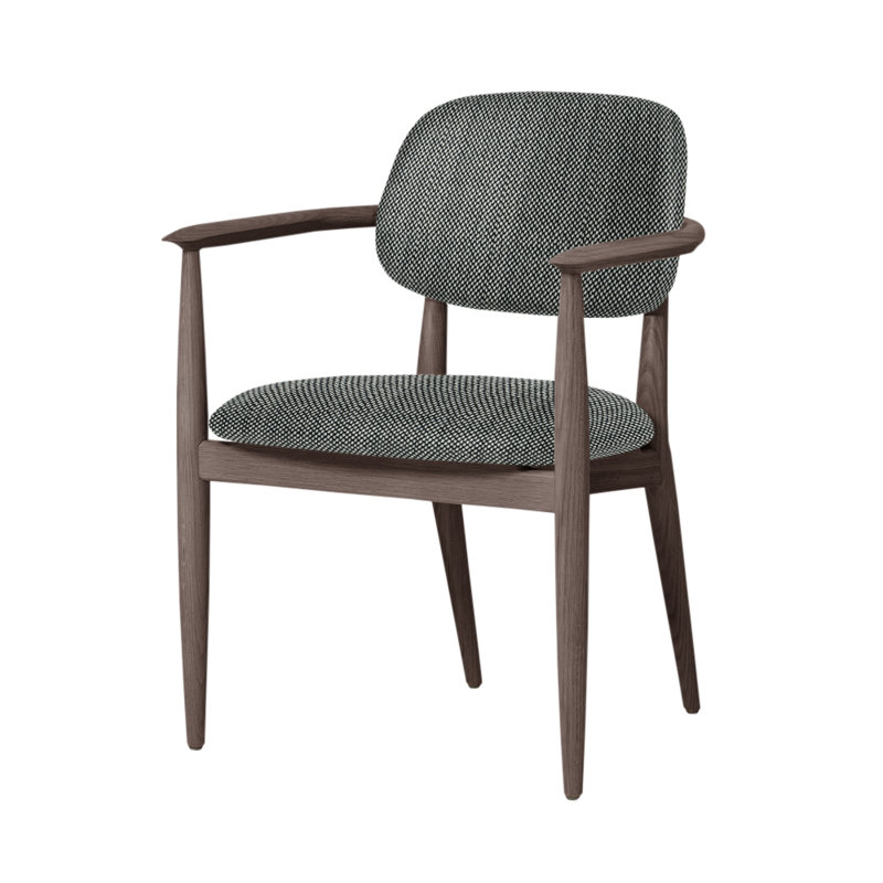 Chaise Slow de Space Copenhagen, Noyer à finition savonnée, Trio concassé 124