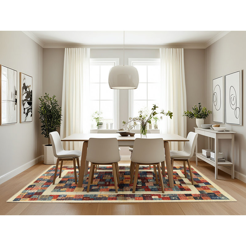 Tapis brun/rouge/beige contemporain Currahee, Rectangle 7 pi x 10 pi