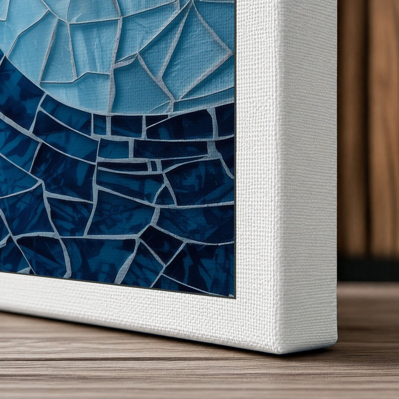 Mosaic Wave Abstract - Wrapped Canvas, 18x12 - 45.7 x 30.5 cm, White Border