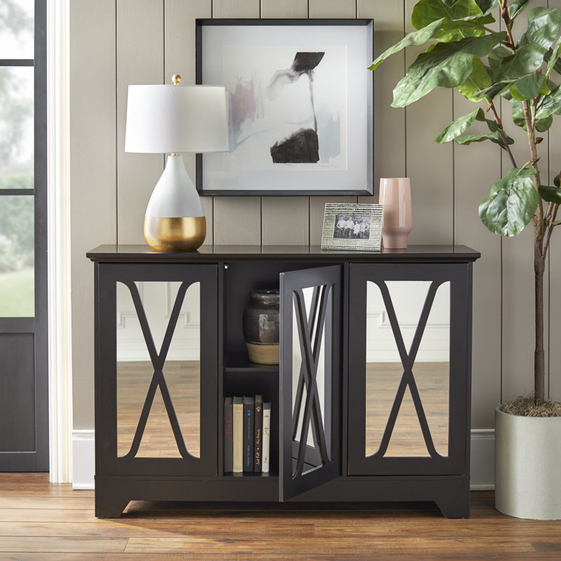 Berowalt 52'' Sideboard, Antique Black with Red Rub-through Accents