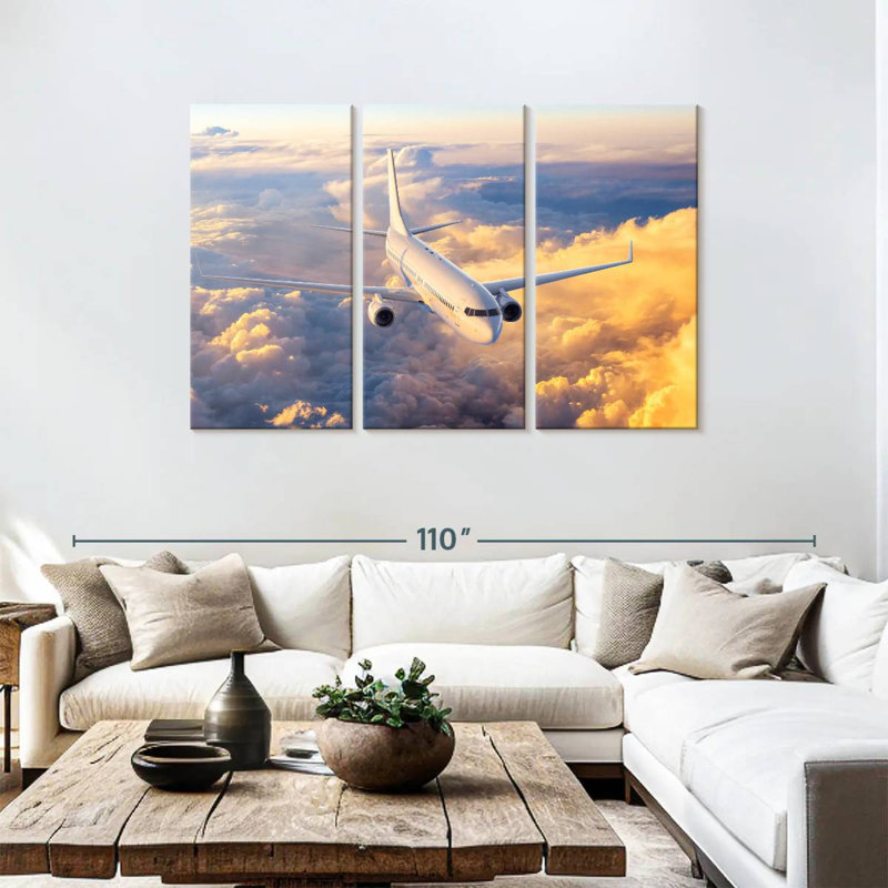 Mehar Airplane Over The Clouds, 48" H x 74" W