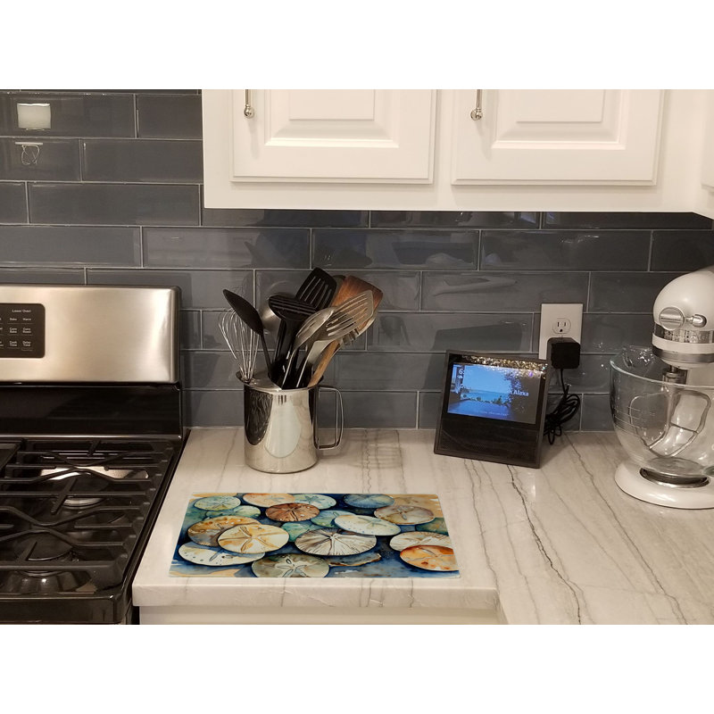 Sand Dollars Glass Cutting Board Large