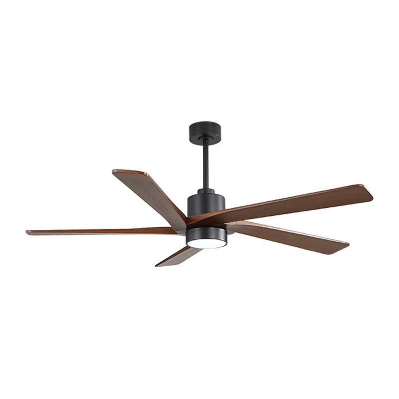 Athanafis Ceiling Fan with LED Lights, Black, 64", Walnut
