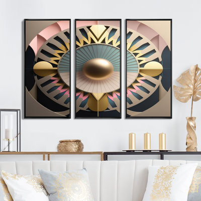 Golden Sphere Geometrics Golden Sphere Geometrics - 3 pièces sur toile