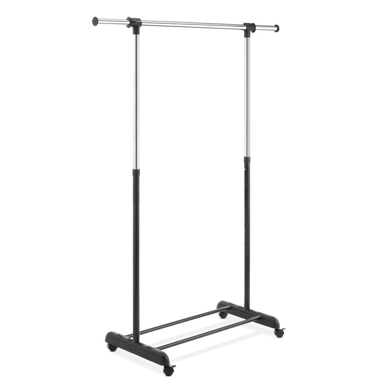 Adjustable Black and Chrome Portable Garment Rack
