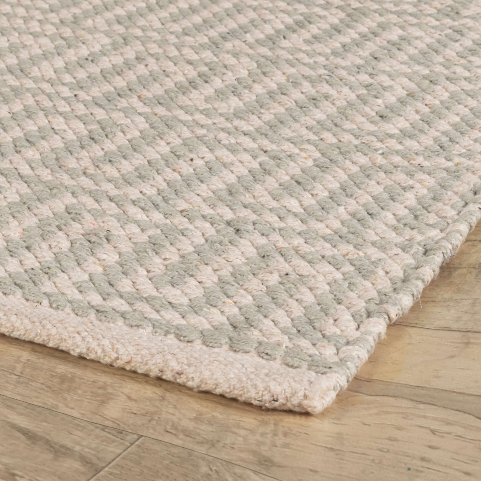 Bradshaw Zipper Blue/Ivory Handwoven Cotton Rug, Rectangle 4' x 6'