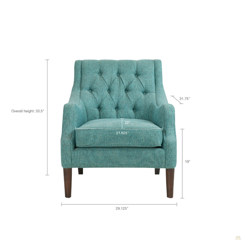 Fauteuil d'appoint capitonné, Bleu sarcelle